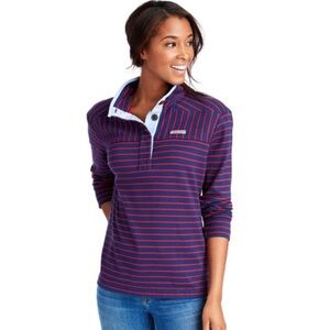 Vineyard Vines Red and Navy Striped Shirt